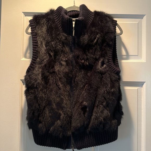 Pologeorgis Deep Navy Blue Rabbit Fur Zip-Up Vest - Picture 3 of 6